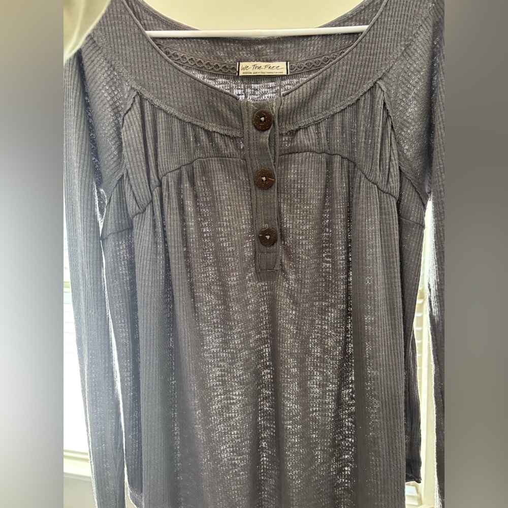 We The Free Light Weight Long Sleeve Waffle Knit Tunic Top Like New Medium - Picture 8 of 9